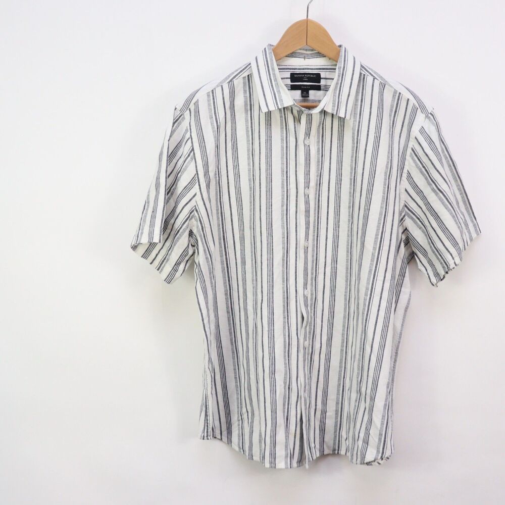 Banana Republic men's striped short-sleeve shirt size Xl